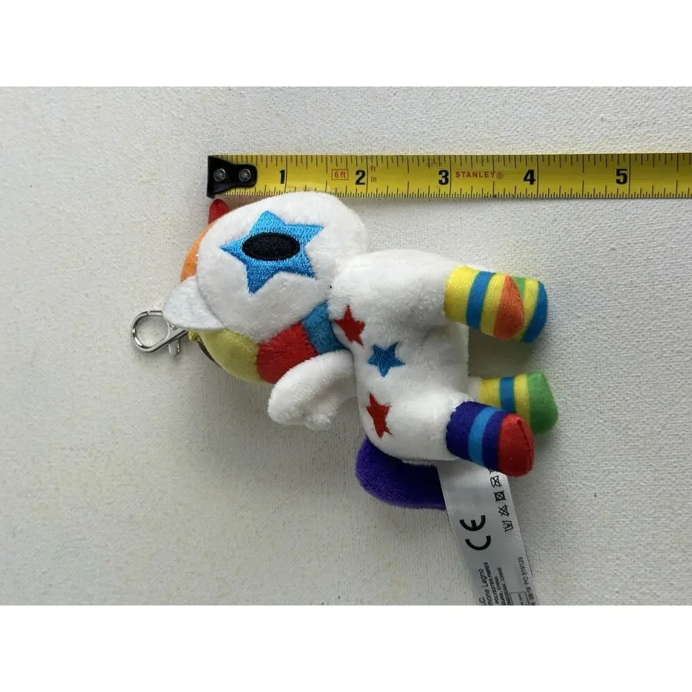 Tokidoki Unicorn White Colorful Stars Keychain Mini Plush 4” X 3.25”